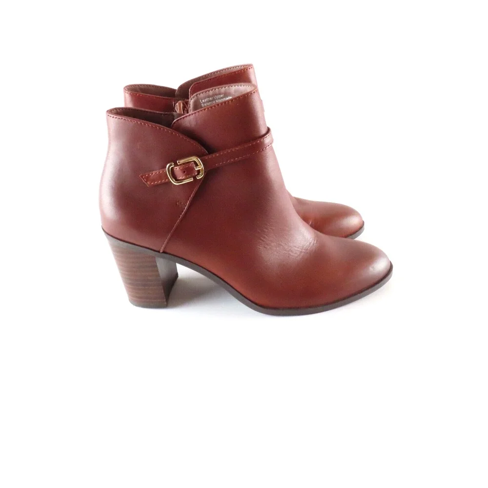 Alfani Nadenne Boots Womens 6 Brown Leather Step n Flex Ankle Preppy Equestrian